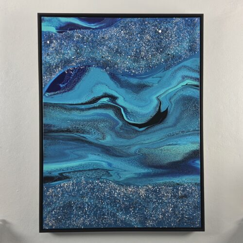 Silver Tide — original fluid art canvas by Zac